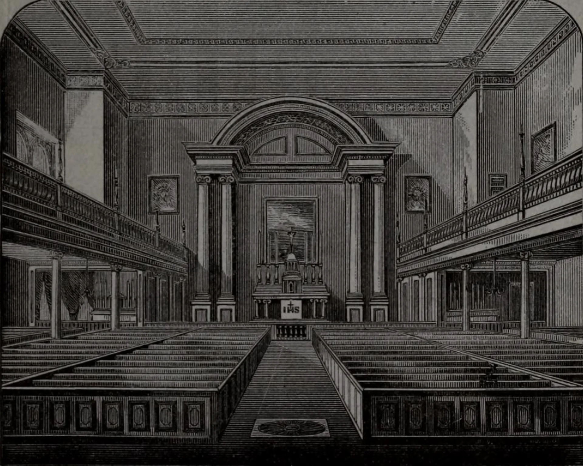 Historic interior of Old St. Joseph's Church in Philadelphia