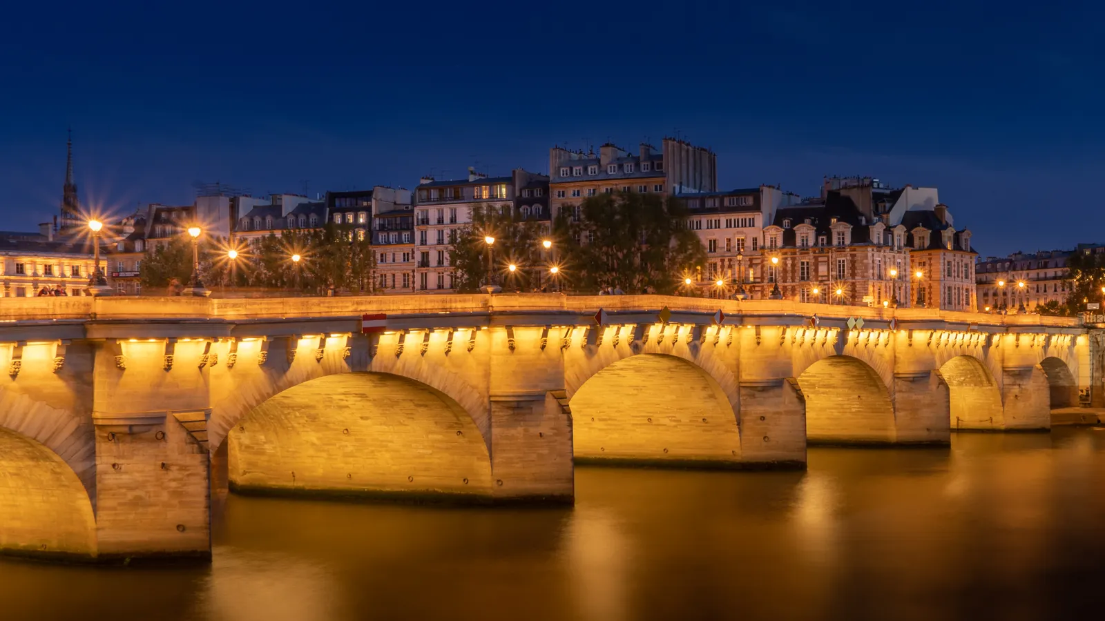 Budapest skyline and Danube lights at night